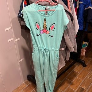 Fabkids Teal Sleeveless Unicorn Romper